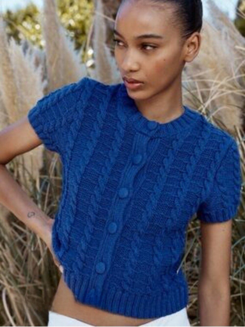 NWT Zara Short Sleeve Cable Knit Cardigan. Size S